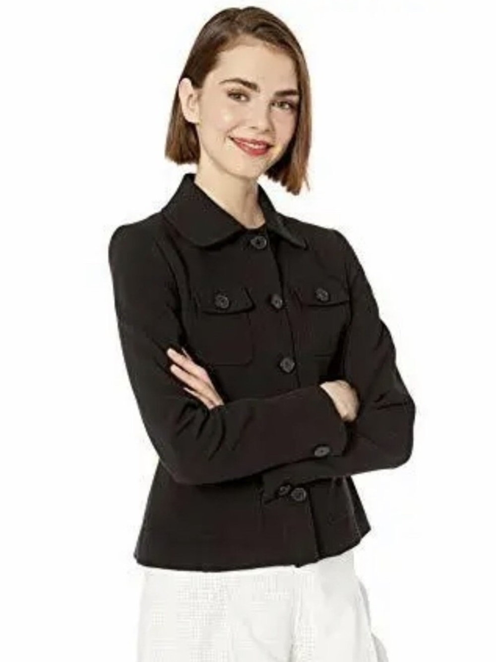 Karl Lagerfeld Black Button-Front Blazer Jacket